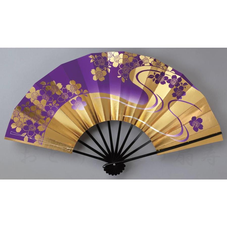 舞扇子 金、紫、桜 黒塗骨 京扇子 箱なし : おどり用品の扇寿 舞扇子 金、紫、桜 黒塗骨 京扇子 箱なし : おどり用品の扇寿