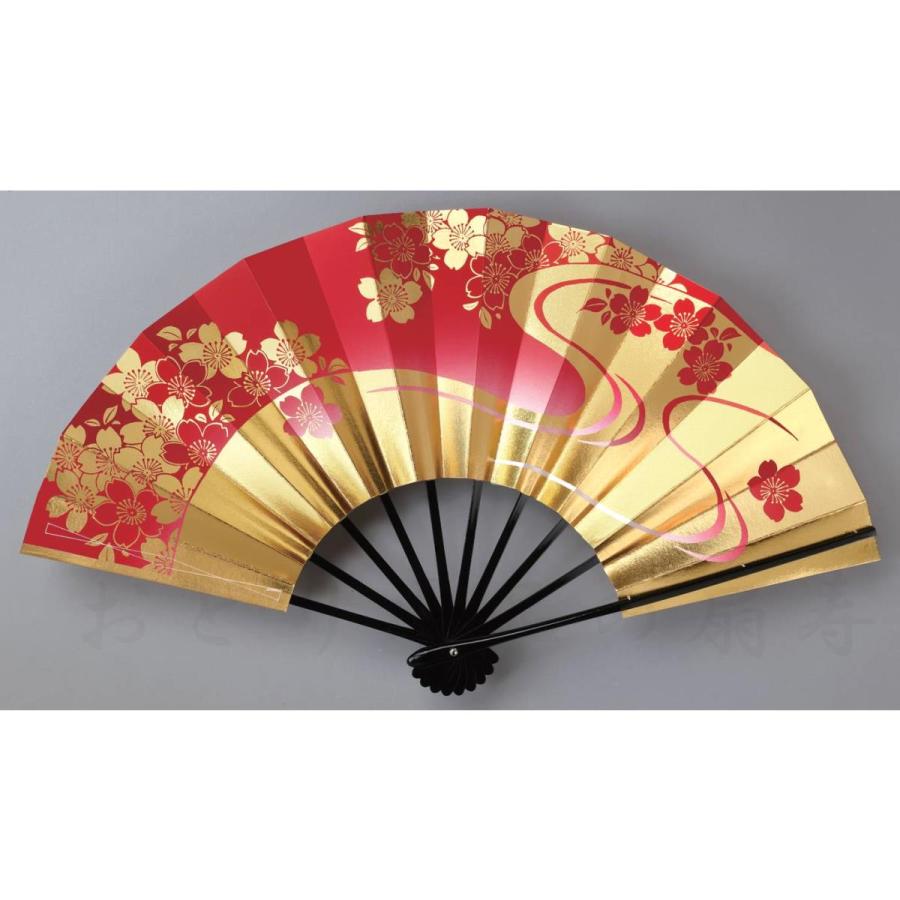 舞扇子 金、赤、桜 黒塗骨 京扇子 箱なし : おどり用品の扇寿 舞扇子 金、赤、桜 黒塗骨 京扇子 箱なし : おどり用品の扇寿