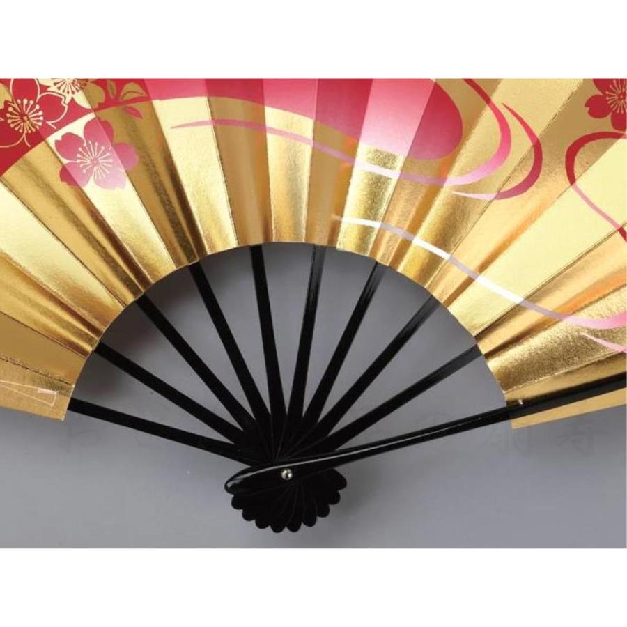 舞扇子 金、赤、桜 黒塗骨 京扇子 箱なし : おどり用品の扇寿 舞扇子 金、赤、桜 黒塗骨 京扇子 箱なし : おどり用品の扇寿