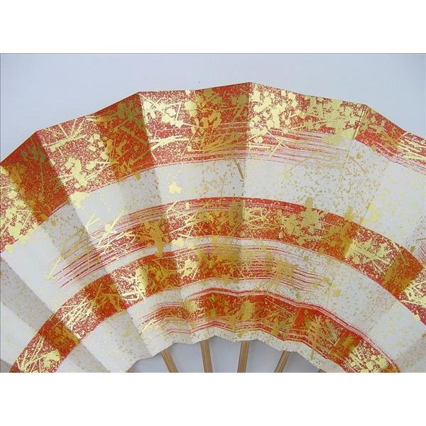 舞扇子 日本舞踊、踊り用 29cm 手引きかすみ 手押し箔 朱 スス竹骨 京