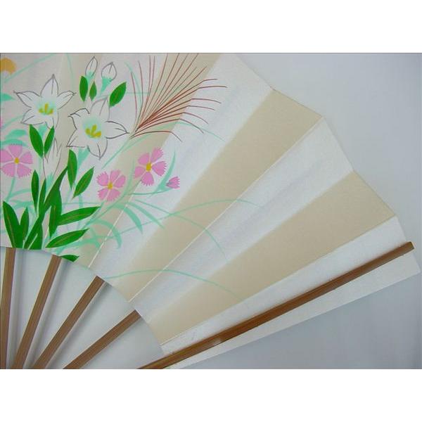 舞扇子 日本舞踊・踊り用 29cm 秋草 手書き パール地 スス竹骨 箱付き