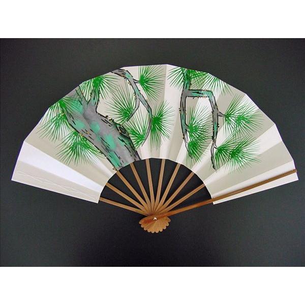 舞扇子 日本舞踊・踊り用 29cm 老松 手書き パール地 スス竹骨 箱付き