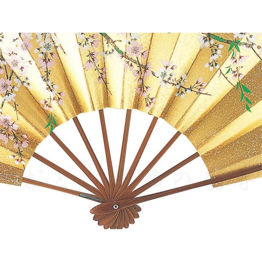 舞扇子 踊り用 飾り扇子 しだれ桜 金砂子地 スス竹骨 京扇子 箱付き
