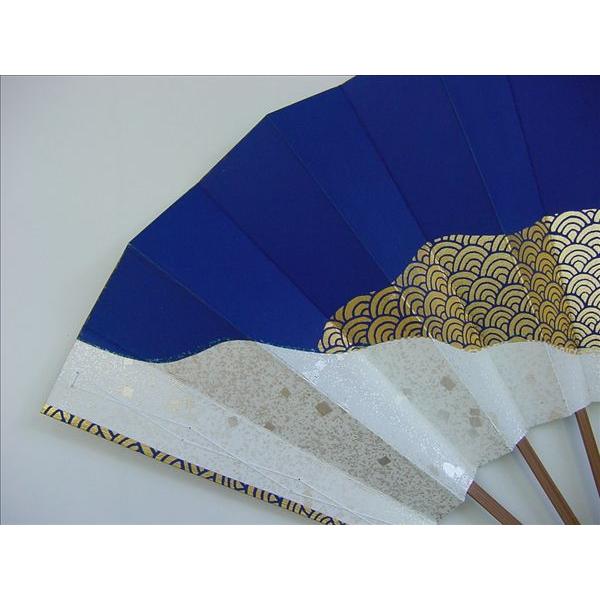 尺舞扇子 日本舞踊・踊り用 30cm 金青海波 紺 スス竹骨 箱付き