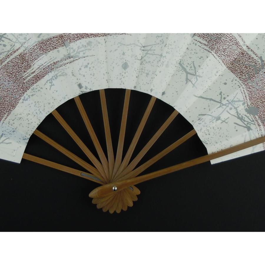 尺舞扇子 日本舞踊・踊り用 30cm かすみ小石 エンジ スス竹 京扇子 箱