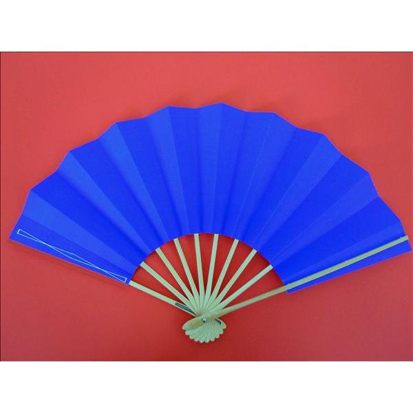 舞扇子 赤と青のグラデーション 舞扇子 日本舞踊・踊り用 29cm 片面違い 朱／群青 白竹 京扇子