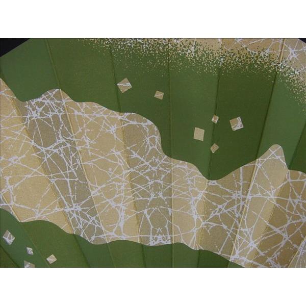 舞扇子 日本舞踊 踊り用 揉み柄地・グリーン 愛 1352 スス竹骨 京扇子 箱なし |  | 01