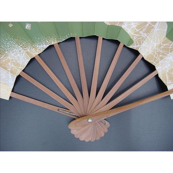 舞扇子 日本舞踊 踊り用 揉み柄地・グリーン 愛 1352 スス竹骨 京扇子 箱なし |  | 02