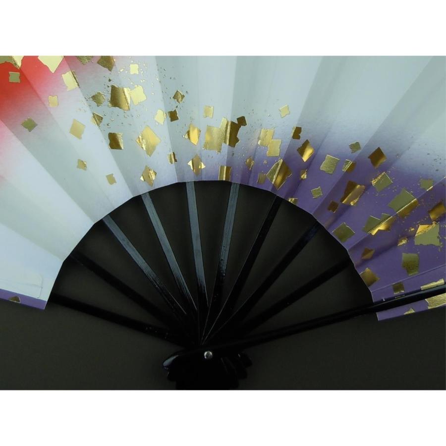 舞扇子 日本舞踊 踊り用 金箔・朱・紫 黒塗骨 京扇子 箱なし : おどり