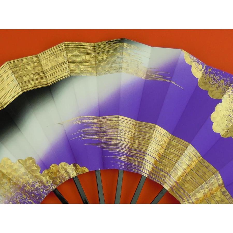 舞扇子 日本舞踊、踊り用 29cm 金ホロ箔・紫・黒・白 黒塗骨 京扇子 箱