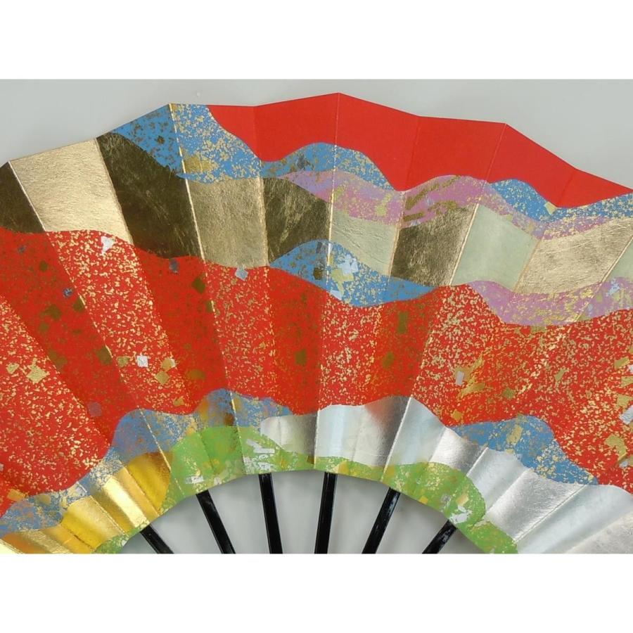 京焼　織部鉄絵扇面盆　3枚　29cm 舞扇 黒塗 金もみ地 - 京扇堂 - 創業1832年 京扇子の老舗