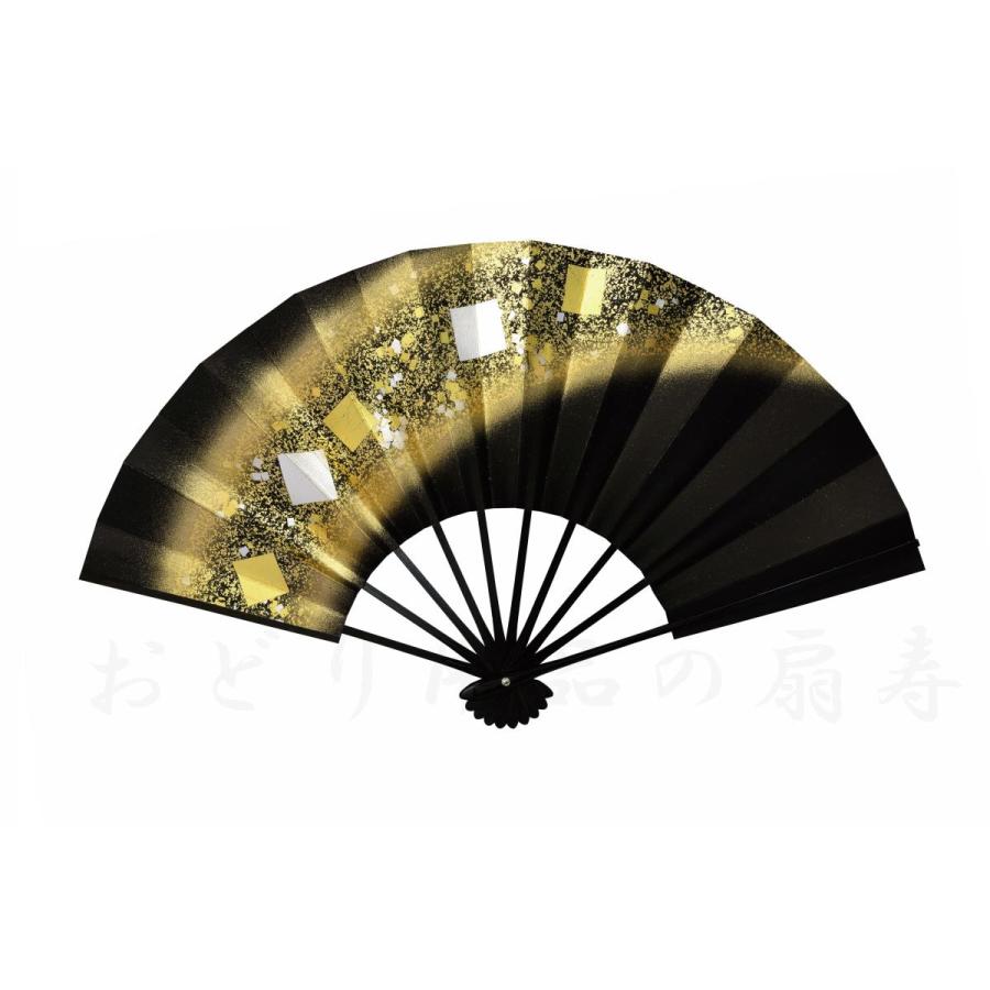 舞扇子 日本舞踊、踊り用 29cm 黒、金箔、銀箔 黒塗骨 京扇子 箱 舞扇子 日本舞踊、踊り用 29cm 黒、金箔、銀箔 黒塗骨 京扇子 箱