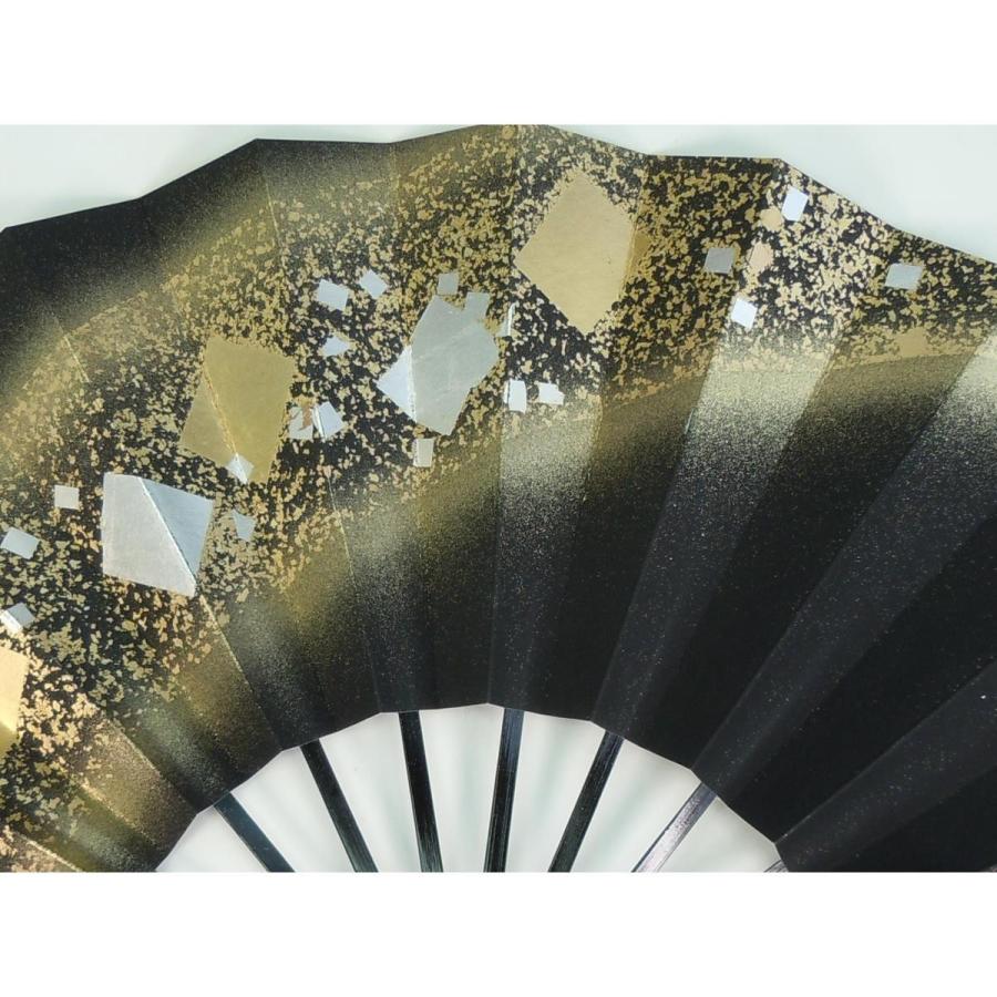 舞扇子 日本舞踊、踊り用 29cm 黒、金箔、銀箔 黒塗骨 京扇子 箱 舞扇子 日本舞踊、踊り用 29cm 黒、金箔、銀箔 黒塗骨 京扇子 箱