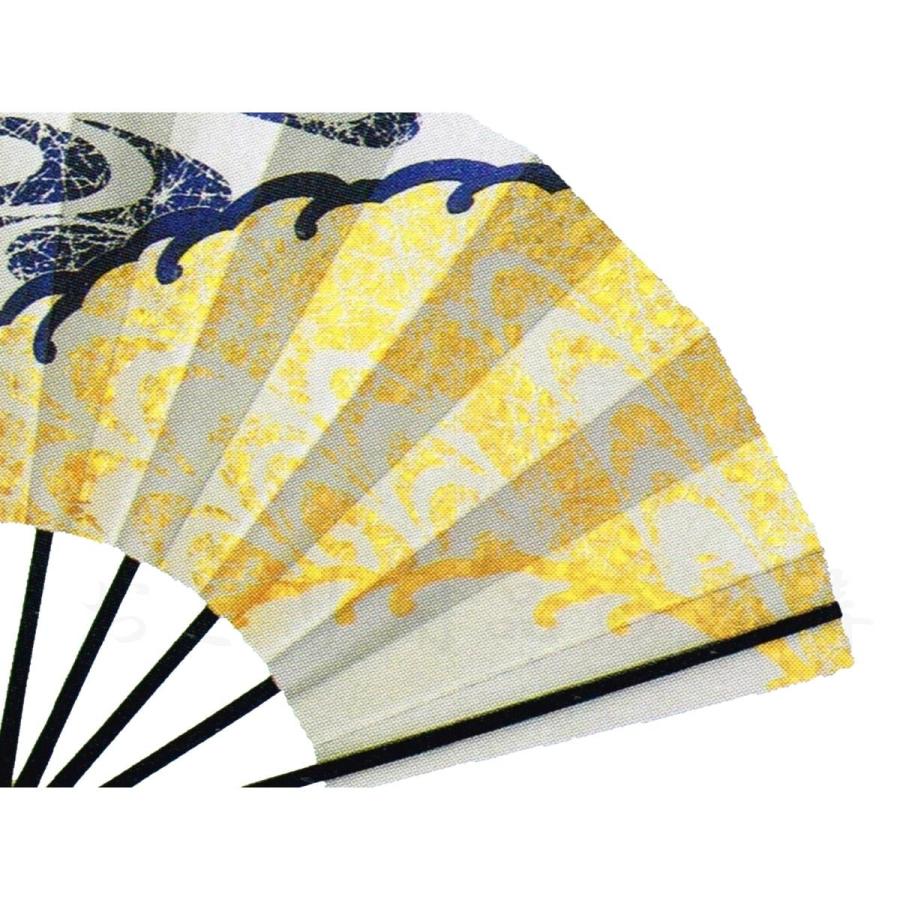 舞扇子 日本舞踊 舞扇子 日本舞踊、踊り用 29cm 金光彩箔、紺、白 黒塗骨 京扇子 箱なし