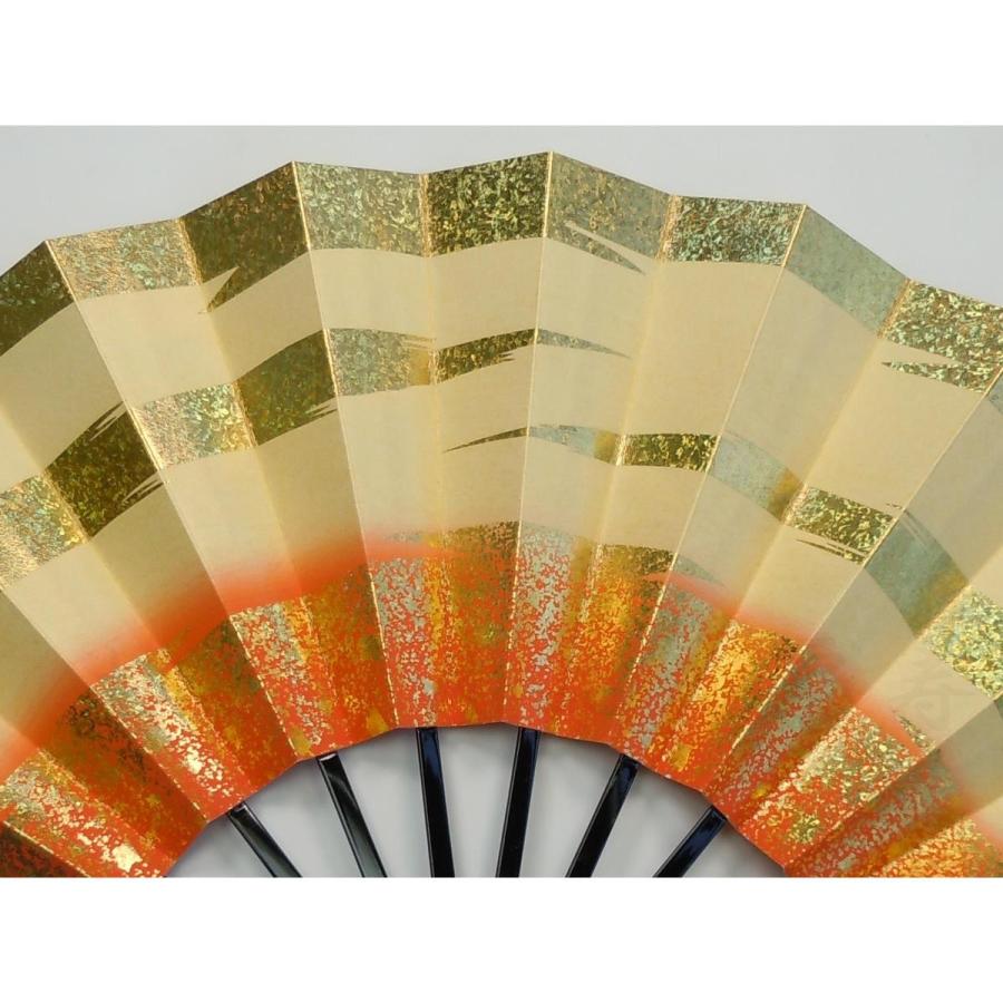 舞扇子 日本舞踊、踊り用 29cm 金ホロ箔・朱 黒塗骨 京扇子 箱なし 