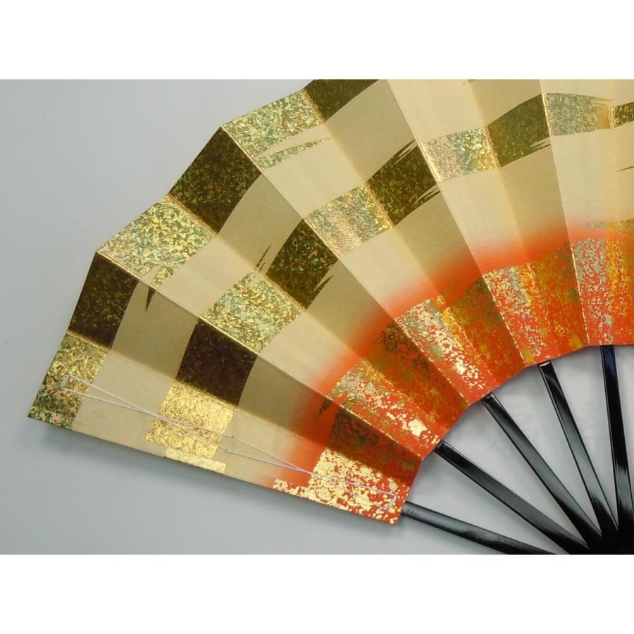 舞扇子 日本舞踊、踊り用 29cm 金ホロ箔・朱 黒塗骨 京扇子 箱なし