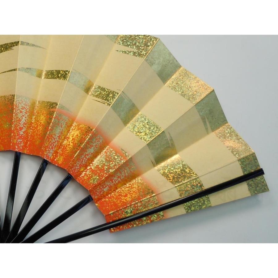 舞扇子 日本舞踊、踊り用 29cm 金ホロ箔・朱 黒塗骨 京扇子 箱なし