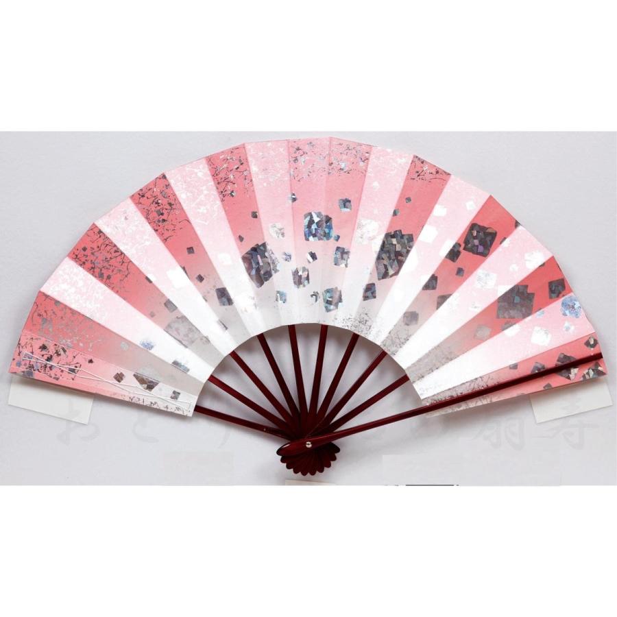 舞扇子 日本舞踊、踊り用 29cm ピンク、銀ホロ箔 タメ塗骨 京