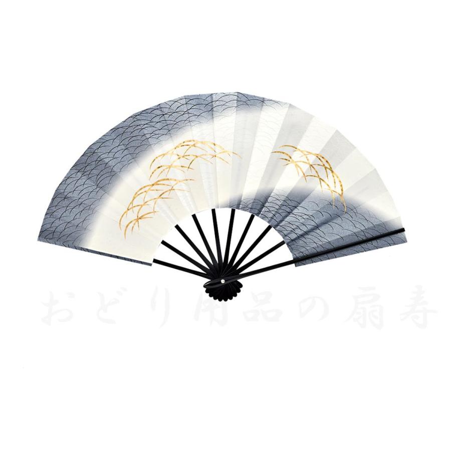 舞扇子 日本舞踊、踊り用 29cm 光彩箔 パールつゆ芝地 黒塗骨 京扇子