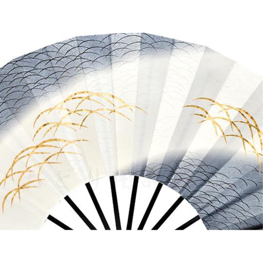 舞扇子 日本舞踊、踊り用 29cm 光彩箔 パールつゆ芝地 黒塗骨 京扇子