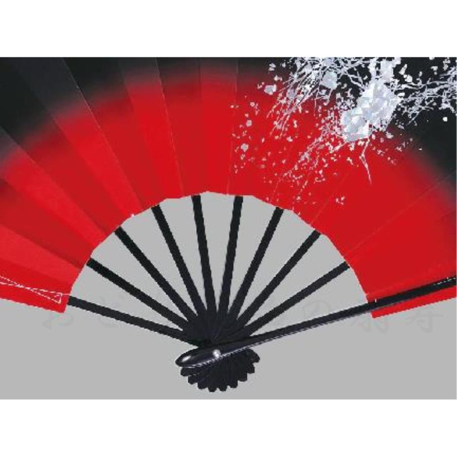 舞扇子 日本舞踊 踊り用 銀ホロ箔、黒、赤 黒塗骨 京扇子 箱なし