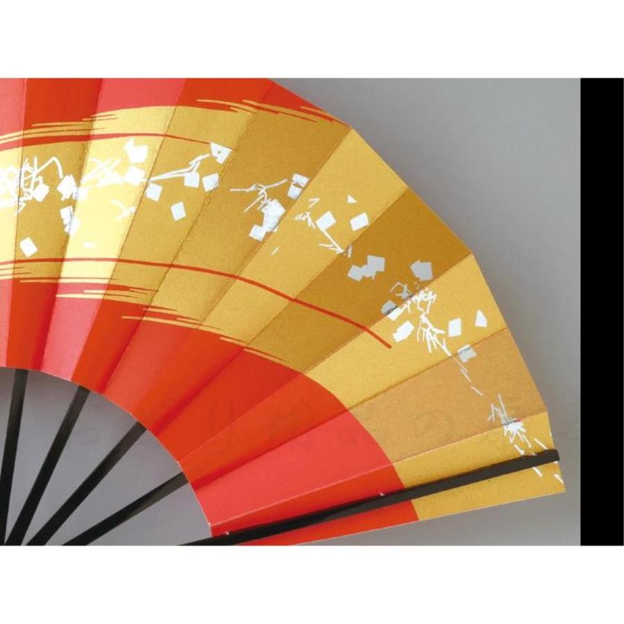 舞扇子 日本舞踊 踊り用 燻し金、赤 黒塗骨 京扇子 箱なし : おどり