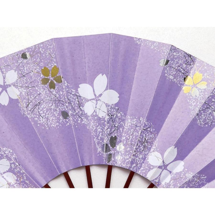 舞扇子 日本舞踊、踊り用 29cm 紫、桜ちらし タメ塗骨 京扇子 箱 舞扇子 日本舞踊、踊り用 29cm 紫、桜ちらし タメ塗骨 京扇子 箱
