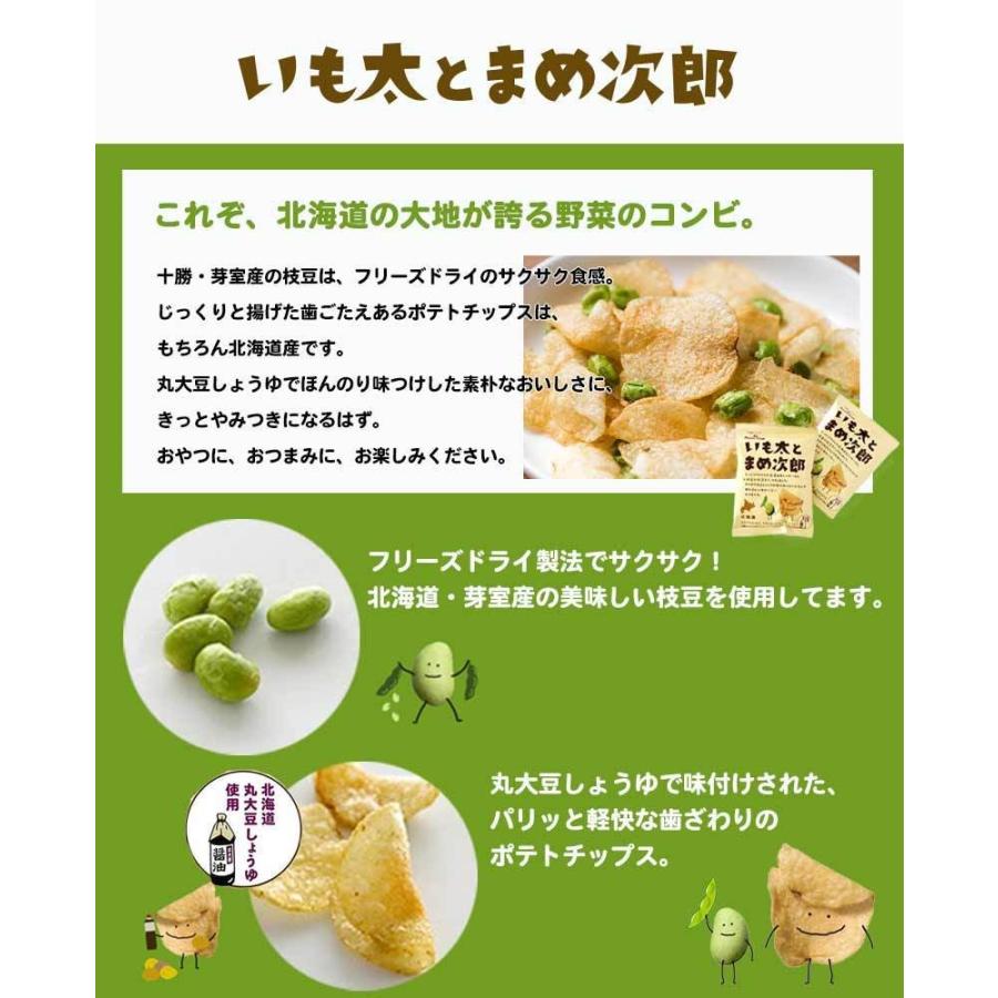 いも太とまめ次郎 1ケース 16箱入 送料無料 北海道 人気 枝豆 フリーズドライ ポテトチップス 北海道産 丸大豆 しょうゆ おつまみ お土産 お菓子 バレンタイン いも太とまめ次郎 1ケース(16箱入) 送料無料 北海道 お土産 じゃがいも