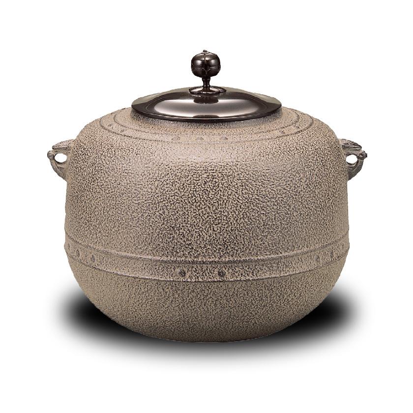 茶道具 利休好写百会霰釜 釜師 菊地政光 銀摘み 炉釜 丸釜 霰 茶釜