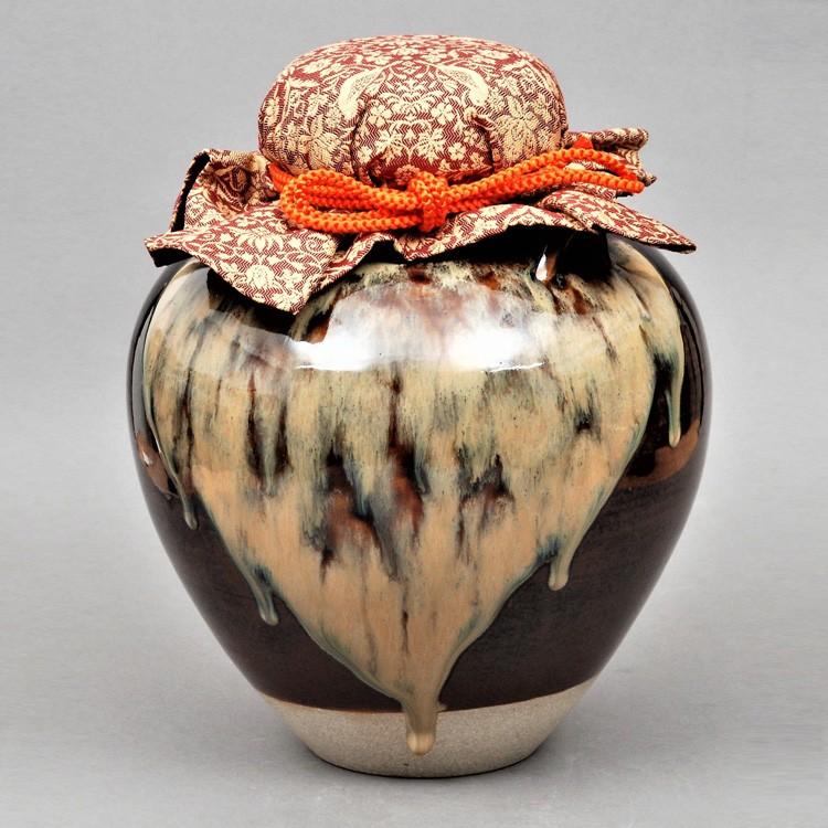 送料無料 通販 飾壺 通販 ギフト 千紀園 ギフト 茶道 抹茶 茶道 正絹口紐 正絹網 正絹口覆い付属 膳所焼 お茶 茶道具 抹茶スイーツ千紀園 陽炎園 茶道具