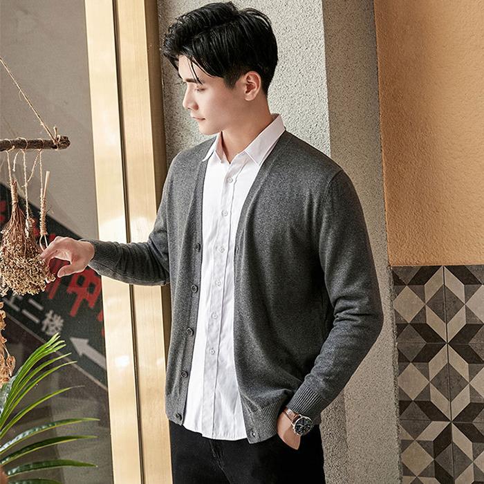 カーディガン トップス メンズ 無地 秋物 秋 カーデ 長袖 Vネック カラー 薄手 綿 コットン シンプル 春 新作 送料無料 激安な