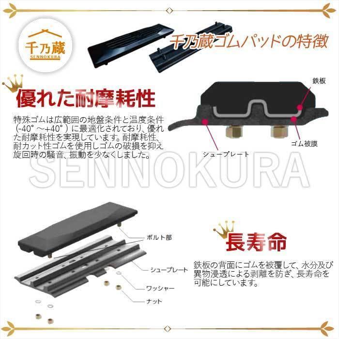 ゴムパッド 建機 ZX30U(#7001〜) 300mm幅 2本ボルトタイプ 88枚セット