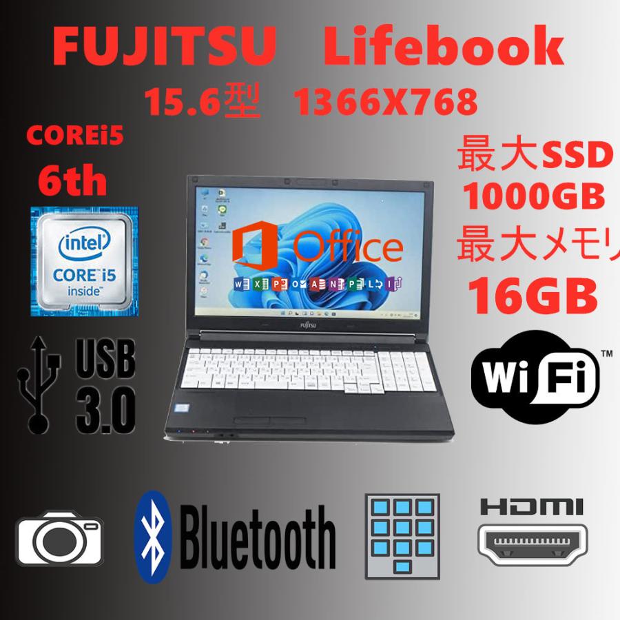 ノートパソコン Windows11 中古ノートパソコン 第6世代 Corei5-6200U