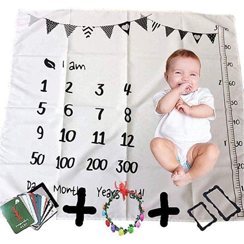 受賞店舗 ベビー撮影シーツ 寝相アート月齢フォトシート 月齢シーツ 新生児 おくるみ Goodタッチ赤ちゃんマイルストーン毛布 毛布 背景布 10 Cisama Sc Gov Br