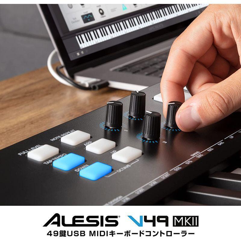 Alesis USB MIDIキーボードコントローラー 49鍵ベロシティ対応FULL LEVELモード対応の8 つのドラムパッド、アルペジエ