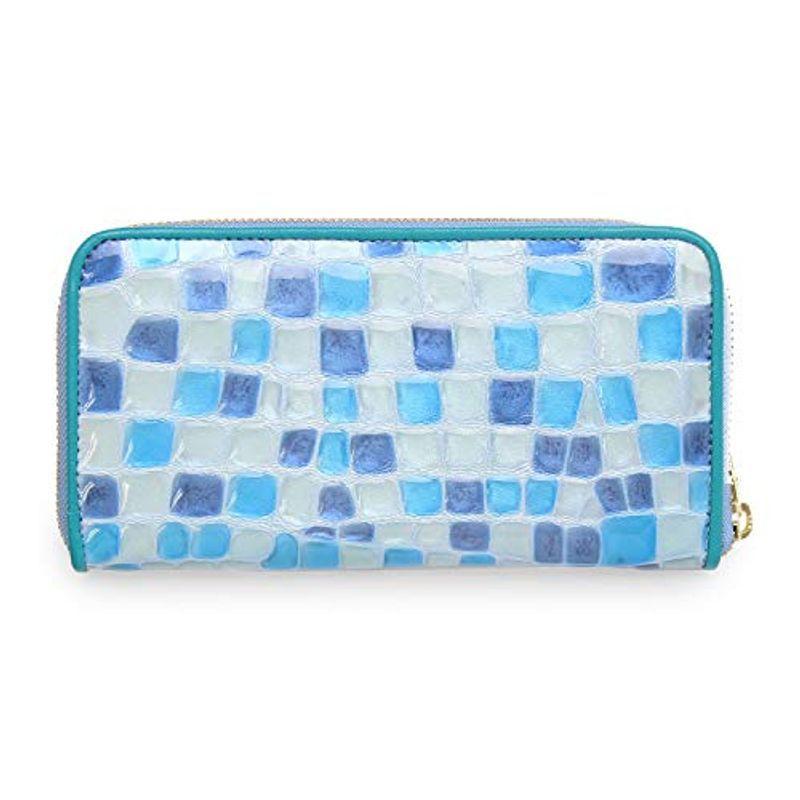 ステンドグラス調 長財布 レディース レディース 日本製 Ykkファスナー レディースファッション 本革 ベビーブルー Senriume ラウンドファスナー カラーパイピング カラーパイピング Rp 1001 店長おすすめ