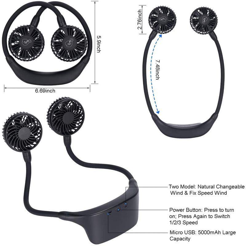 売れ筋がひ 携帯扇風機 首かけ扇風機 Fan Socool Usb充電式 3段階風量調節ミニ 最大22時間連続使用 5000mah電池内蔵 360度調節 扇風機 サーキュレーター Www Fattoriabacio Com