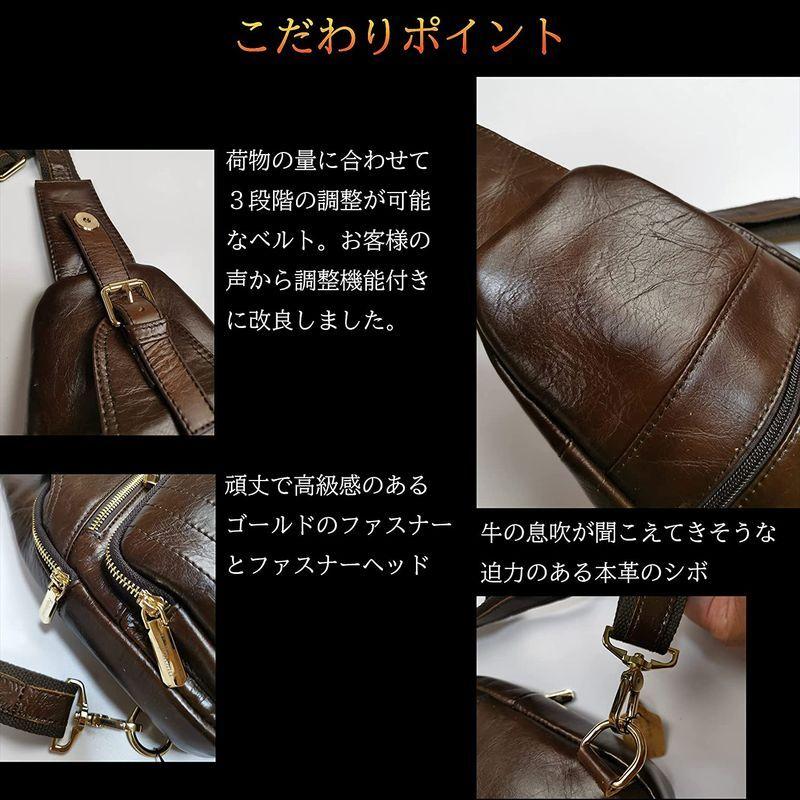 即納 大特価 Fujimond 本革ボディーバッグ 茶色 ワンショルダーバッグ 牛革 メンズバッグ ショルダーバッグ ボディバッグ ボディバッグ Binghamtonhots Com