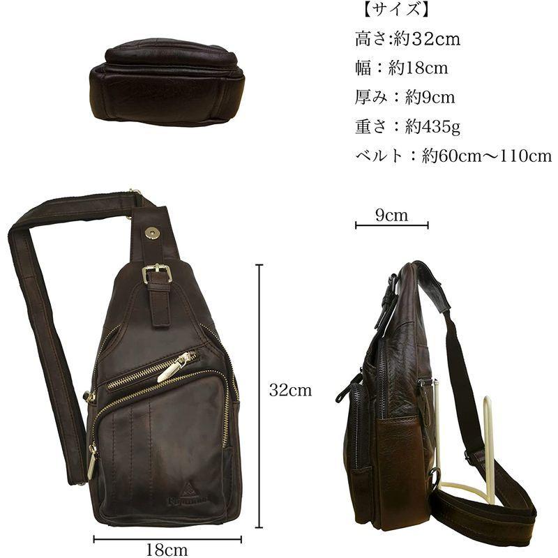 即納 大特価 Fujimond 本革ボディーバッグ 茶色 ワンショルダーバッグ 牛革 メンズバッグ ショルダーバッグ ボディバッグ ボディバッグ Binghamtonhots Com