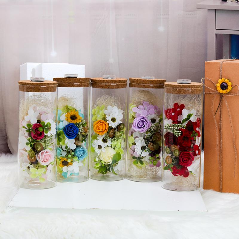 SCAMPER ソープフラワー ガラスケース入り ボトルフラワー 誕生日 プレゼント 造花 ギフト ドライフラワー インテリア 結婚 母の日