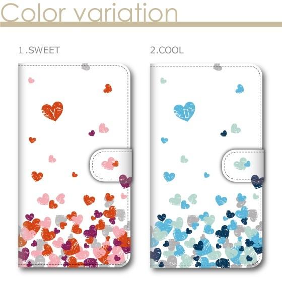 sharp シンプルスマホ スマホケース 手帳型 全機種対応 かわいい おしゃれ ブランド 大人女子 本革調 レザー 薄型 イニシャル入り ハート | SHARP | 03