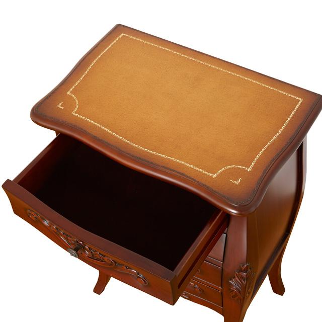 木製チェスト 4本脚リビングラック 引き出し 木製収納 ブラウン4D