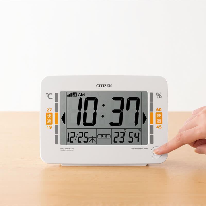 CITIZEN（シチズン） 高精度デジタル温湿度計 電波時計 ホワイト