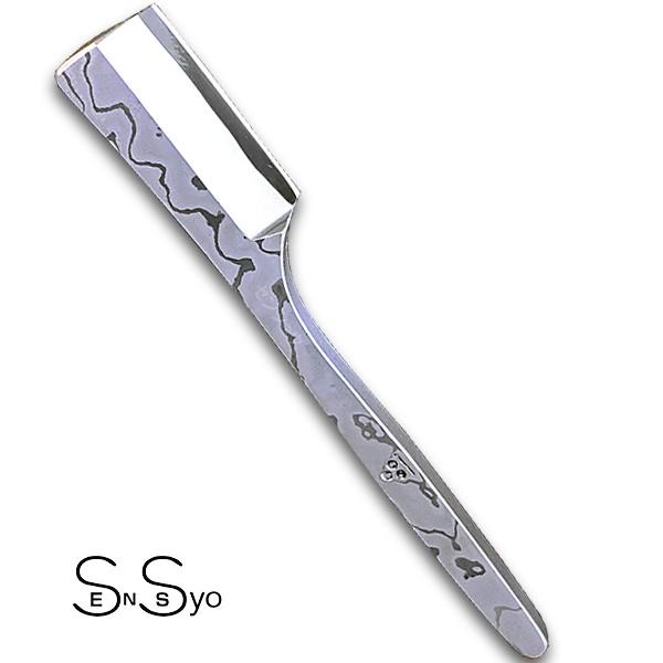 二唐刃物鍛造所の刀匠が鍛えた剃刀 ダマスカス 和カミソリ 片刃仕上げ