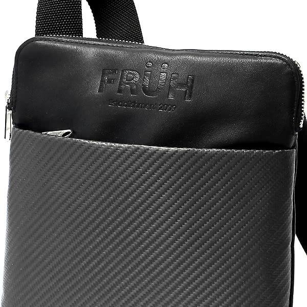 ショルダーバッグ メンズ ブラック 黒 小さめ 薄型 牛革 カーボン 【FRUH フリュー リアルカーボンスマートショルダーバッグ】【送料無料】 リアルカーボン 炭素繊維  mam FRUH フリュー リアルカーボン スマートショルダーバッグ ショルダー