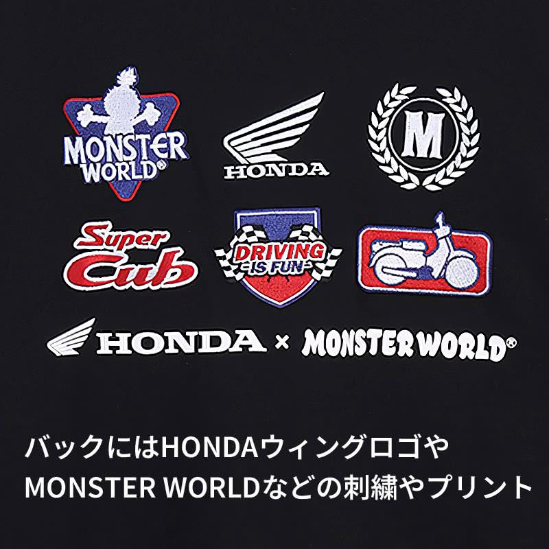 ホンダ HONDA×MONSTER WORLD トレーナー B ブラック 刺繍