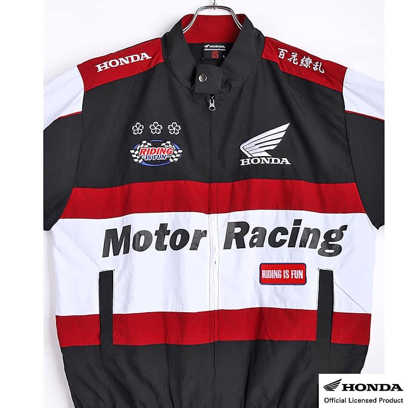 Honda Racing ジャケット XL 赤/黒/白 ホンダ（HONDA） HONDA×百花繚乱 レーシングブルゾン ブラック ワイン