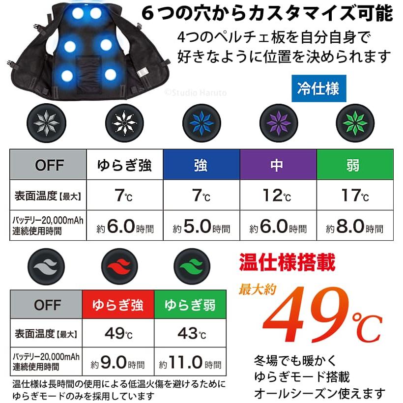 DIC 冷暖ペルチェベスト 温冷4個式 20000mAHバッテリー 熱中症対策