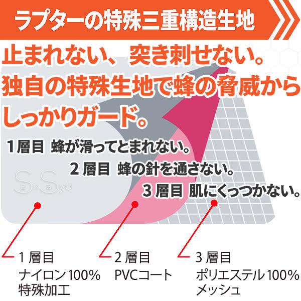 蜂防護服 ラプター3 V-1000 業務用 蜂防護手袋V-4付 2点セット