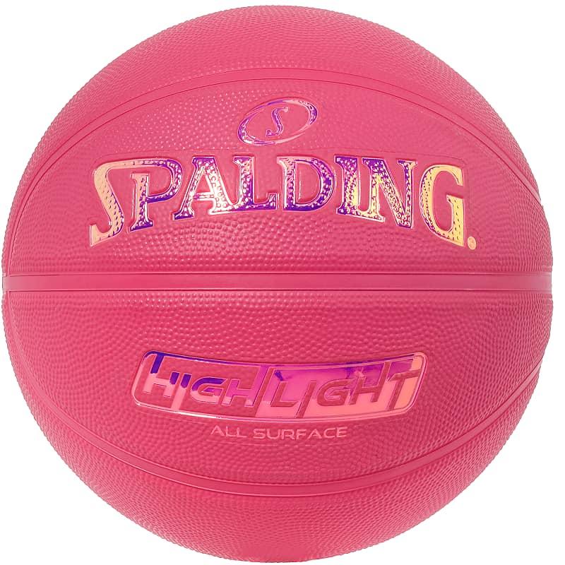 【美品 三島市直接可】ピンク色 前面バスケット付き SPALDING（スポルディング） バスケットボール 6号 ハイライト カラー
